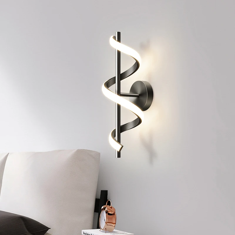 

Modern LED Wall Lights Home Indoor Decor Wall Sconces Living Room Background Wall Lamps Bedroom Bedside Lights Black White Gold