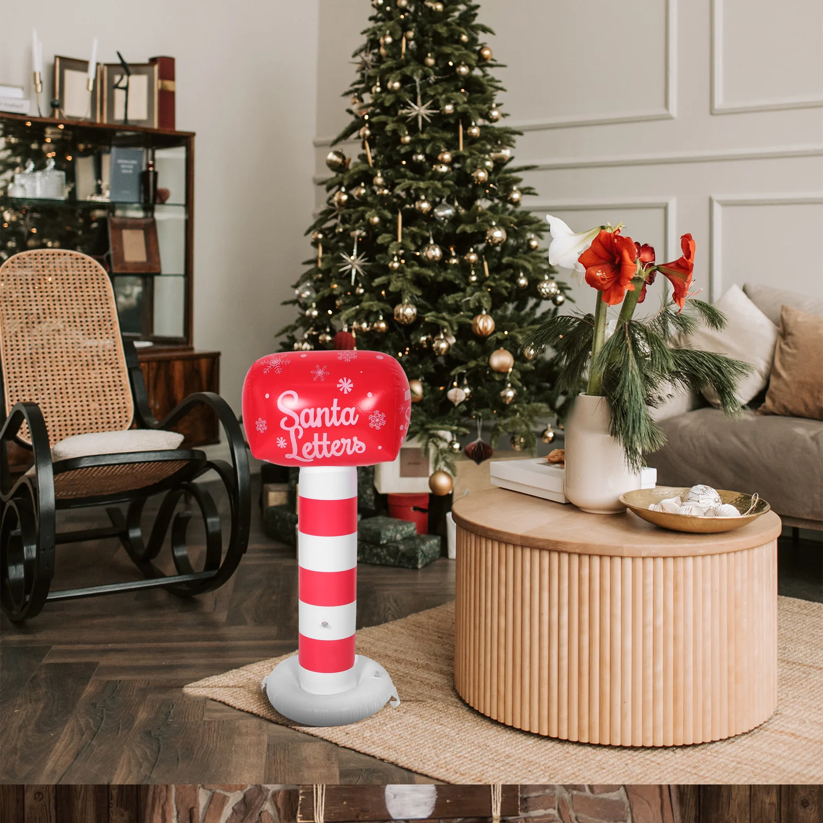 

42 Inch Inflatable Santa Mailbox Christmas Outdoor Yard Decor Holiday Inflatable Letters to Santa Festive Mailbox