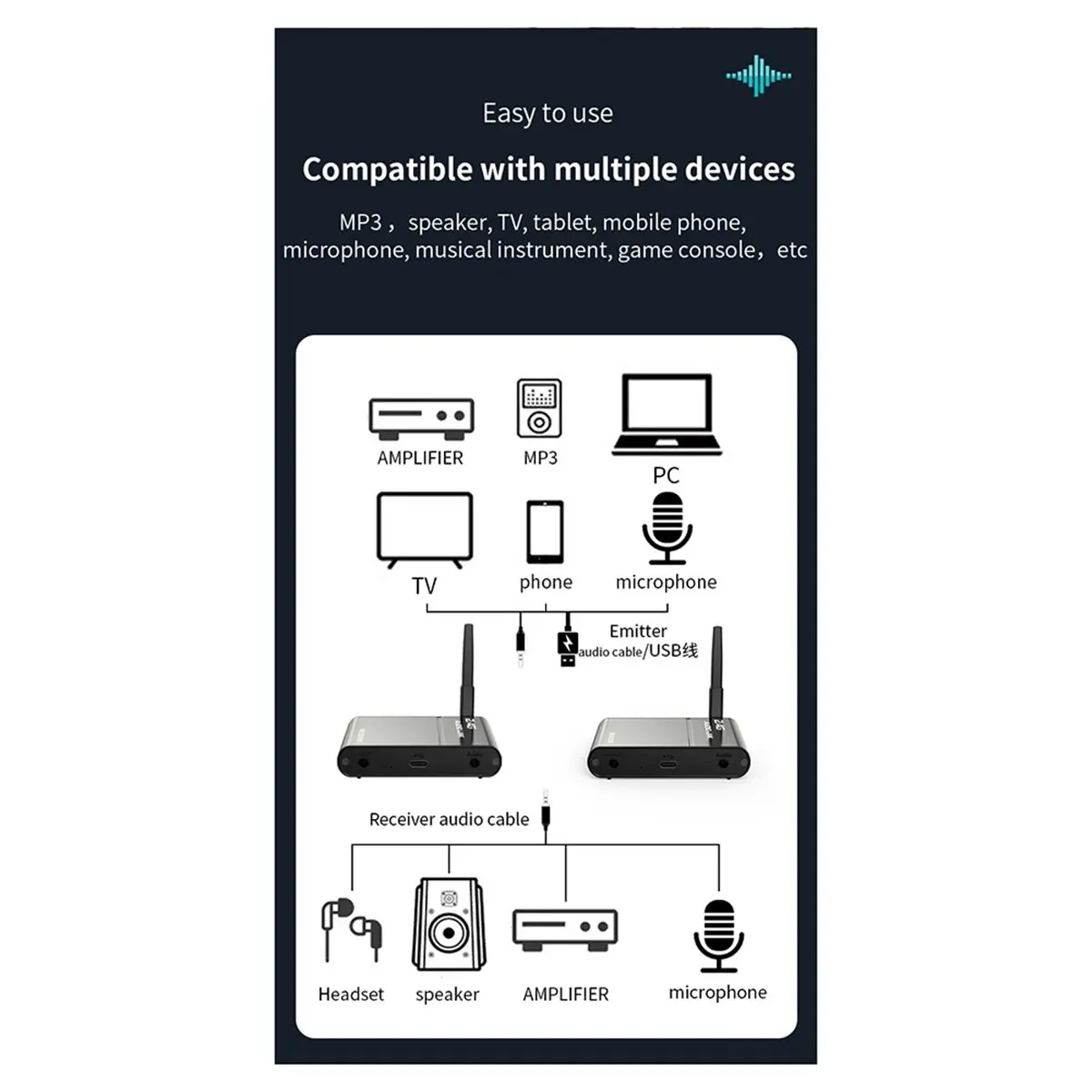 Can buy 2.4G Wireless Audio Adapter 150M Range Hi-Fi Wireless Audio Transmitter Receiver for Theater Speaker TV Live Broadcast