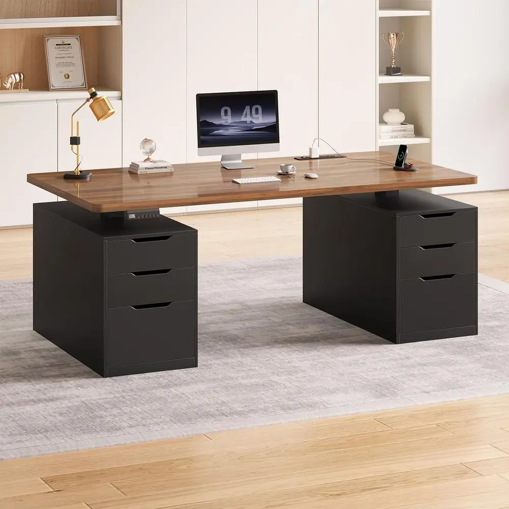 Standing desk with 6 storage drawers for college dorm organization