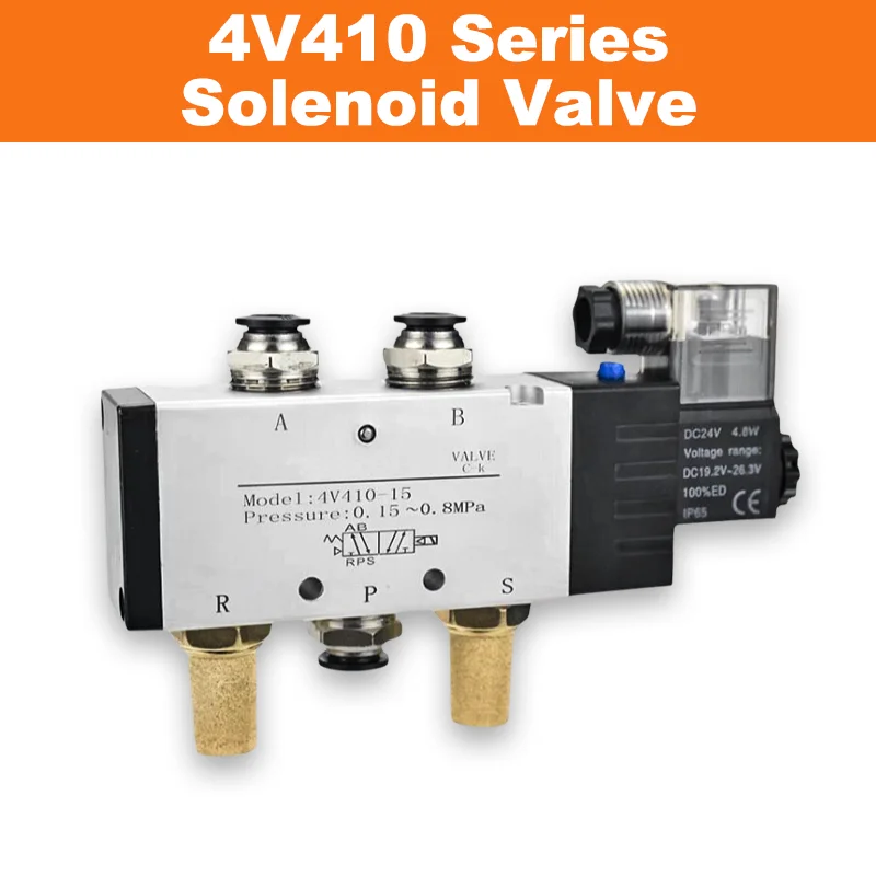 4V410-15 Series Solenoid Valve 3/2 Way Solenoid Valve DC12V DC24V AC110VAC220V Electric Air Control Valve for Pneumatic Cylinder