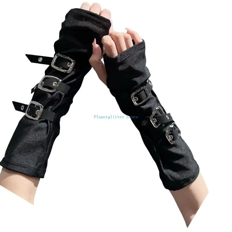 652B Elastic Arm Sleeves Gothic Streetwear Handwear Arm Cover Breathable Arm Decors
