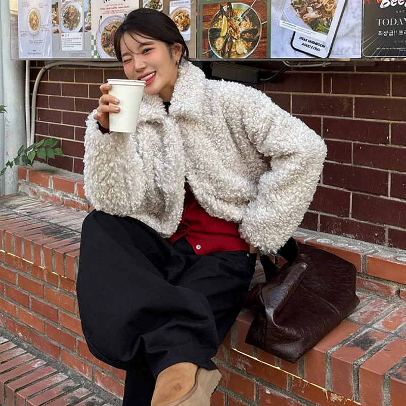 Manteau chaud coréen en fausse fourrure pour femme, vêtement d'extérieur en coton Jaet, grand manteau d'hiver Faion Circle Plu Aosphere Sense