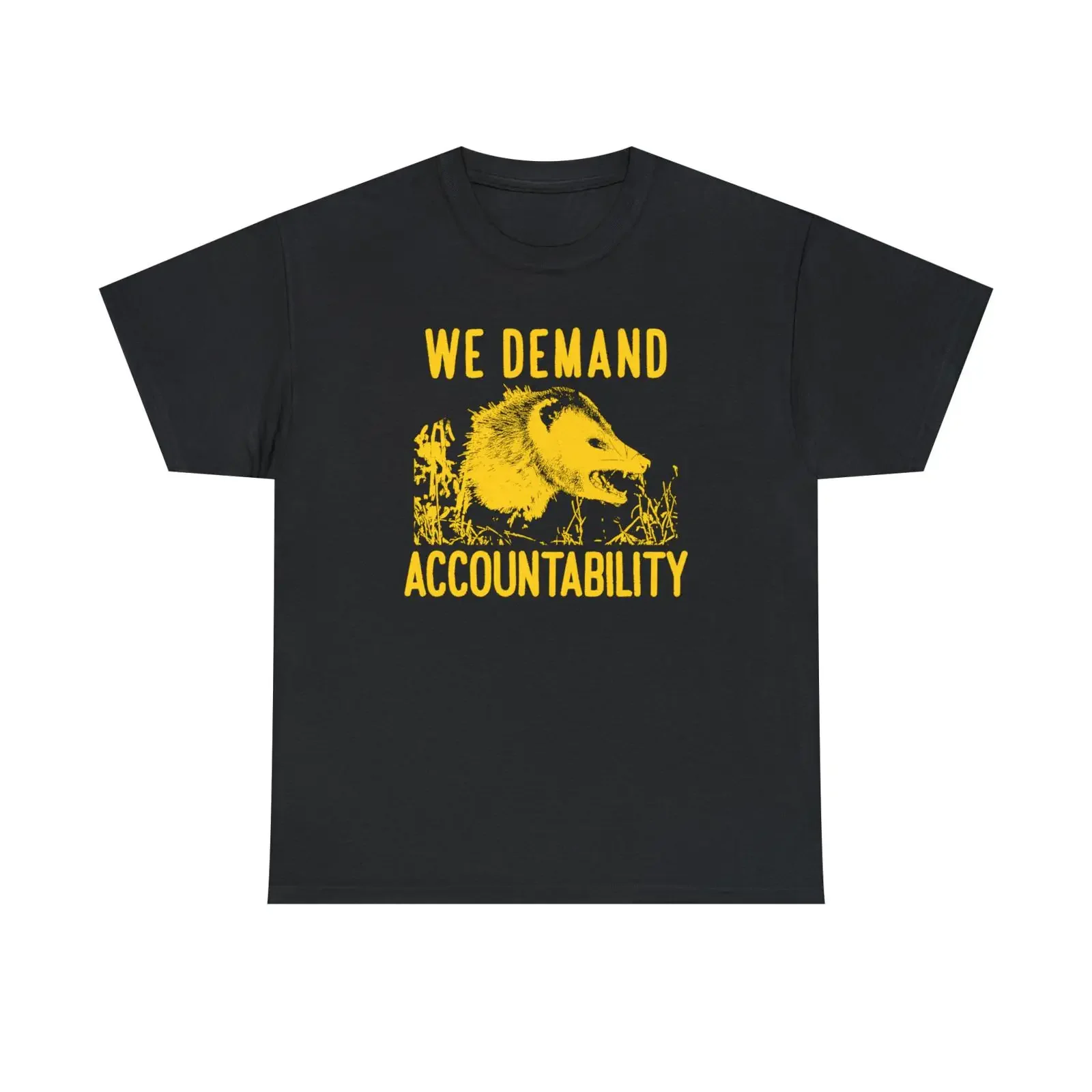 We Demand Accountability Opossum T Shirt vintage Washed streetwear Versatile Stretched homme fashion Casual Soft Unisex