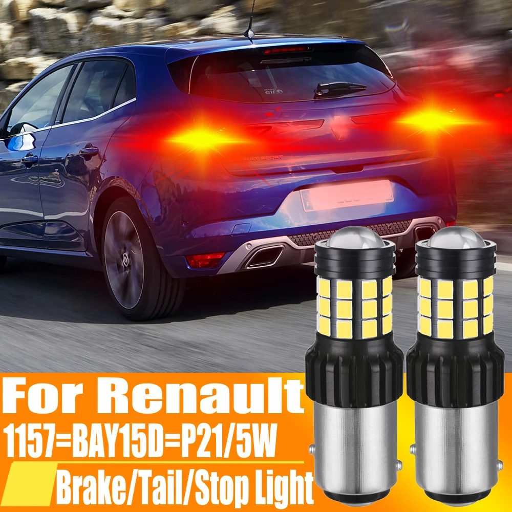 2pcs 1157 P21/5W BAY15D 7528 Led Brake Lights Stop Bulb Diode Tail Lamp 12v For Renault Megane 3 2 4 Scenic Clio Captur Fluence