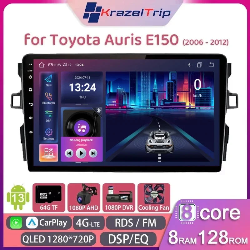 

8 Core QLED Intelligent Car Radio Stereo for Toyota Auris E150 2006 - 2012 Carplay Android Auto GPS Navi 4G DSP RDS Video Player
