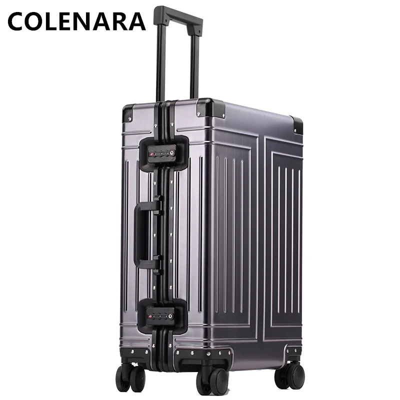 COLENARA-Valise à Roulettes en Alliage d'Aluminium et Magnésium pour Homme, Valise d'Embarquement de 20 Pouces, 24/26 Pouces, Nouvelle Collection