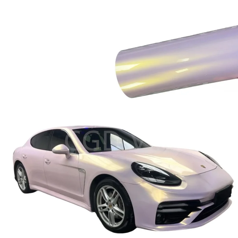 

High-quality lustrous glass powder gold chameleon vinyl cling film. Vinyl cling film is suitable for automotive packaging