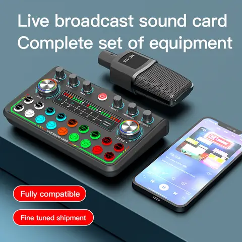 Tactile switch function live streaming audio card singing and audio tuning supports plug-in dynamic microphone  audio card P99