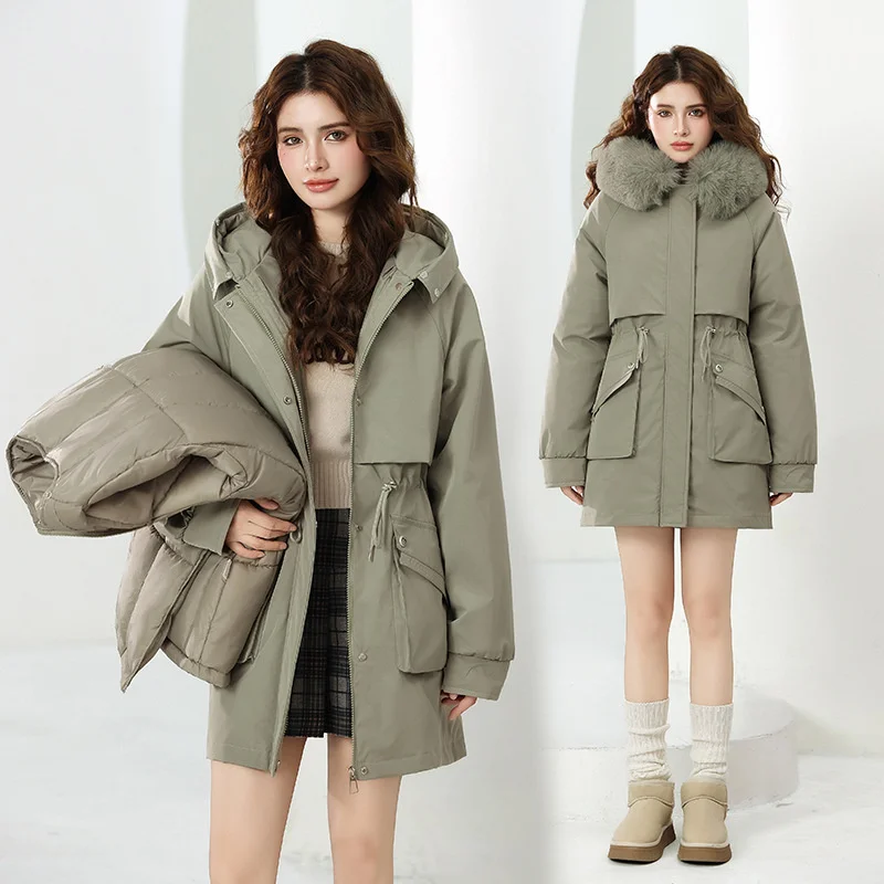 

Парка женская зимняя удлиненная, осенняя, в стиле милитари, утепленная, модная, с разрезом, высококачественная, с круглым вырезом, из софтшелла, популярная