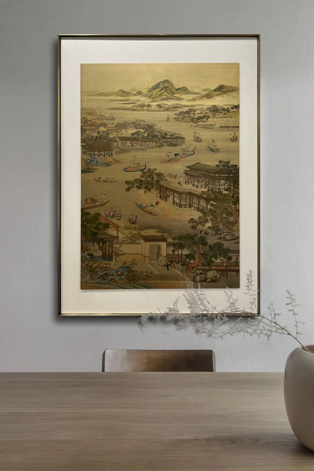 copper plate linen metal landscape painting hotel wall art interior home decoration small boat painting