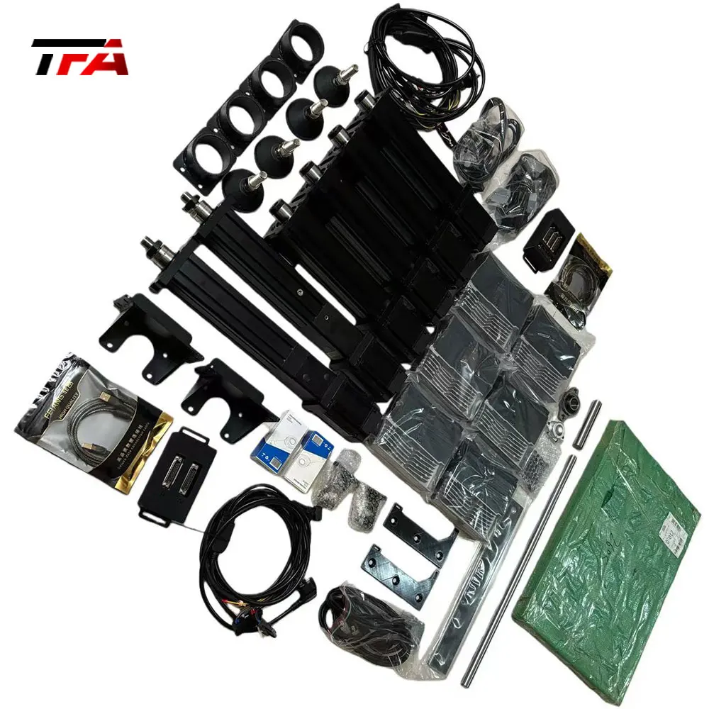 Black Aluminium Frame Sim Racing Cockpit Simulator 60mm Stroke Electric Cylinder 6 Acuators Motion G Force 5 DOF Movement Kit