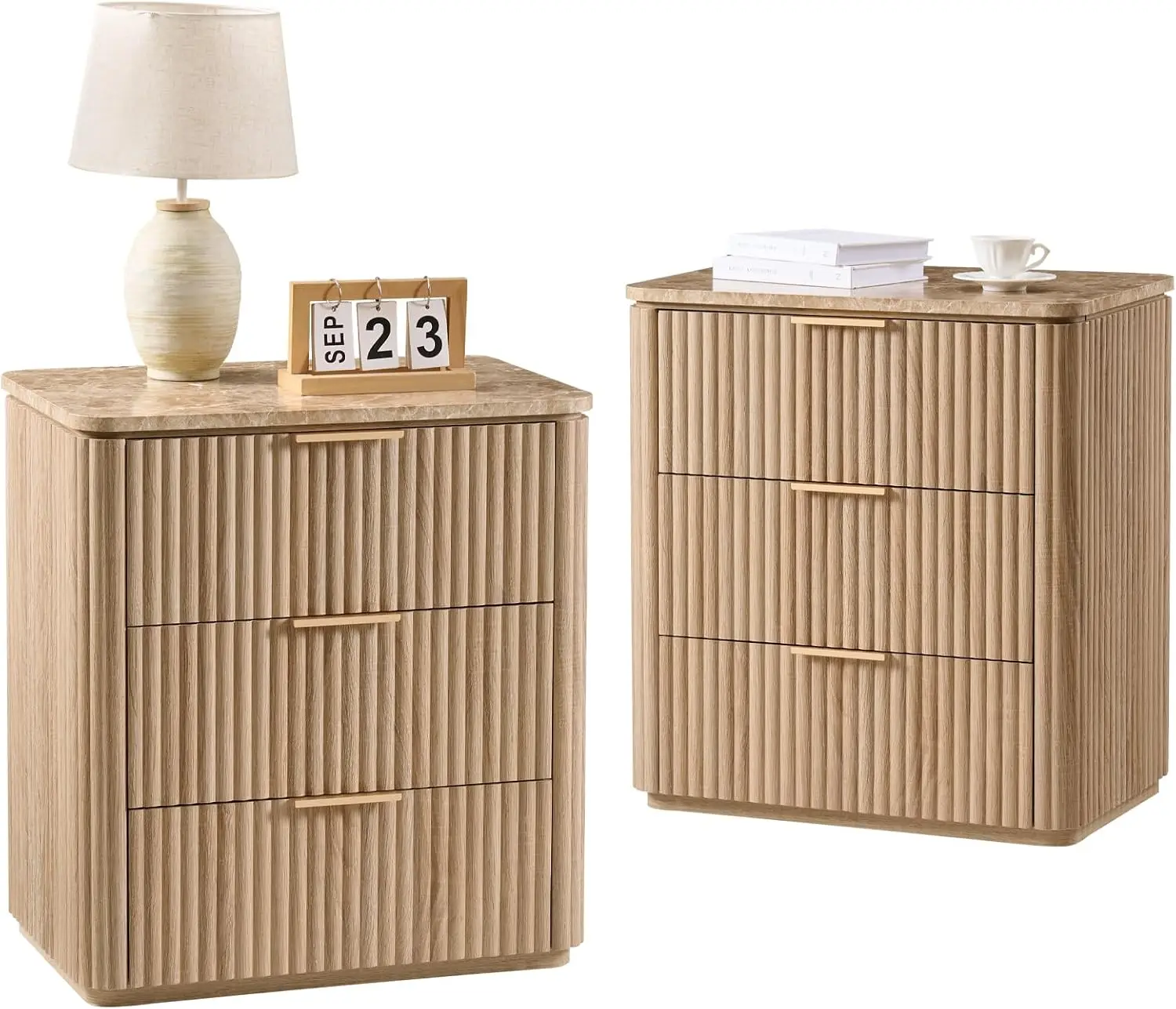 Fluted Nightstand Set of 2, 23