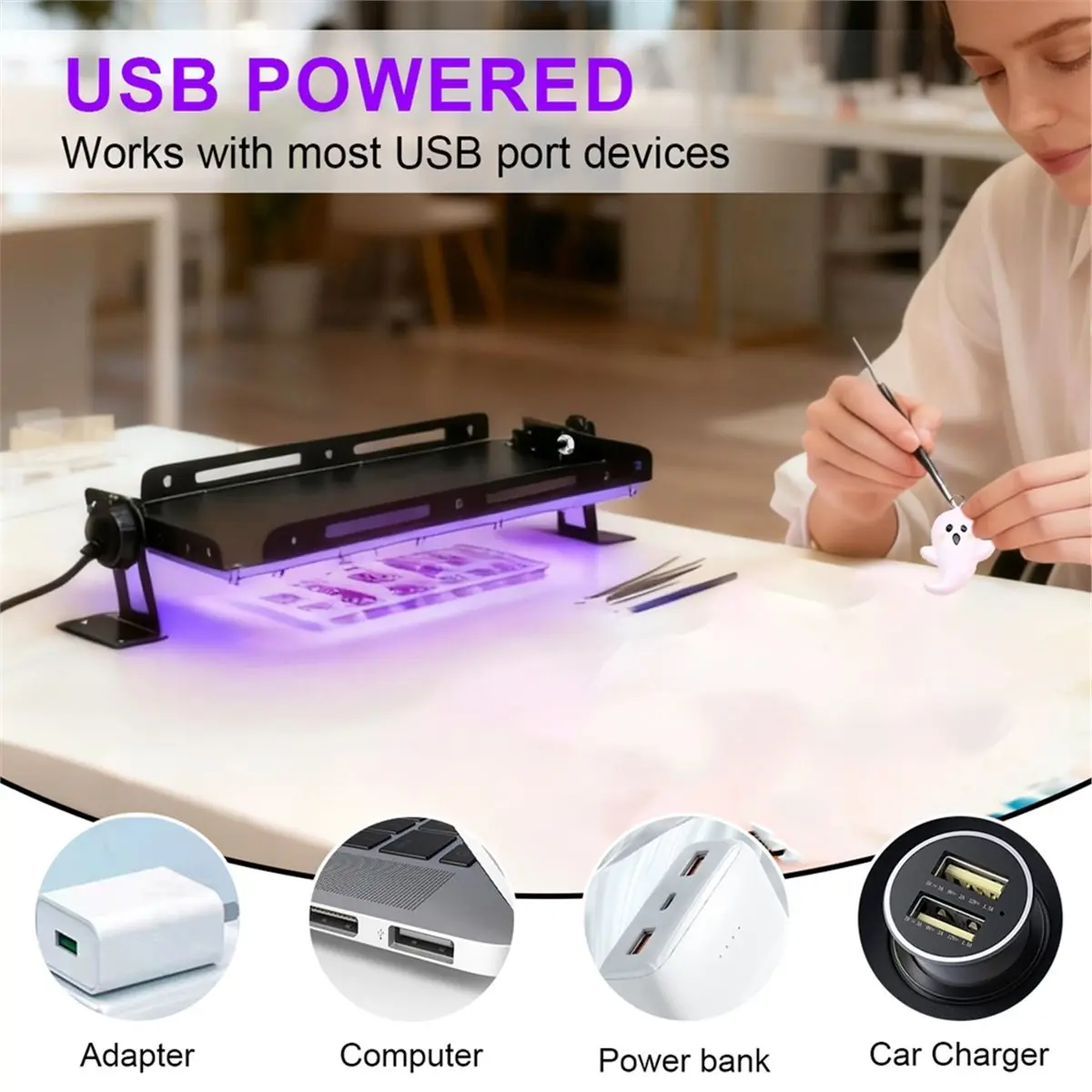 HOUSEHOLD*GOOD UV Curing Lamp 144 LEDs 395nm USB for Fluorescent Detection & Resin Curing UV Curing Lamp