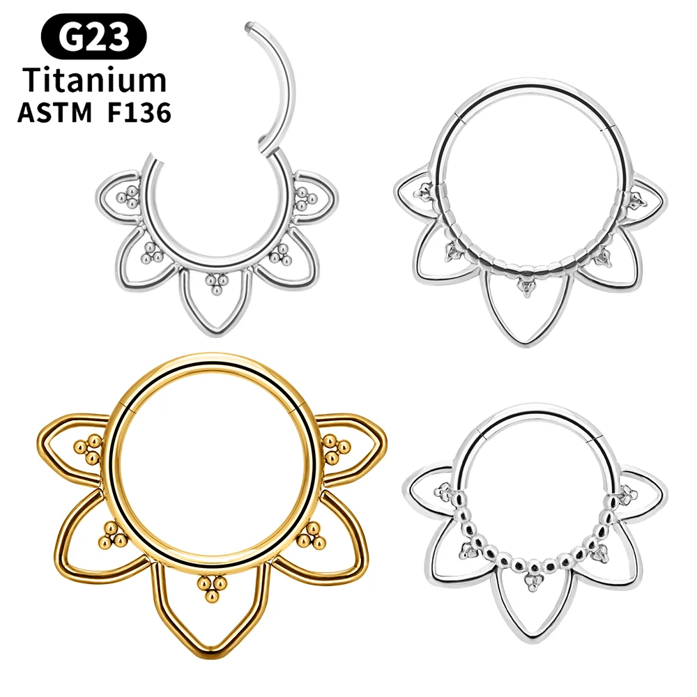 

G23 ASTM F136 Titanium Nose Septum Hoop Ring With Ball Segment Clicker Labret Ear Helix Cartilage Lobe Piercing Women Earrings