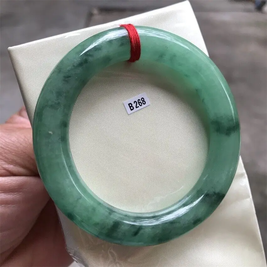 55mm Burma Natural Ice Green Jadeite Jade Bracelet Emerald Jade Bracelet Bangle