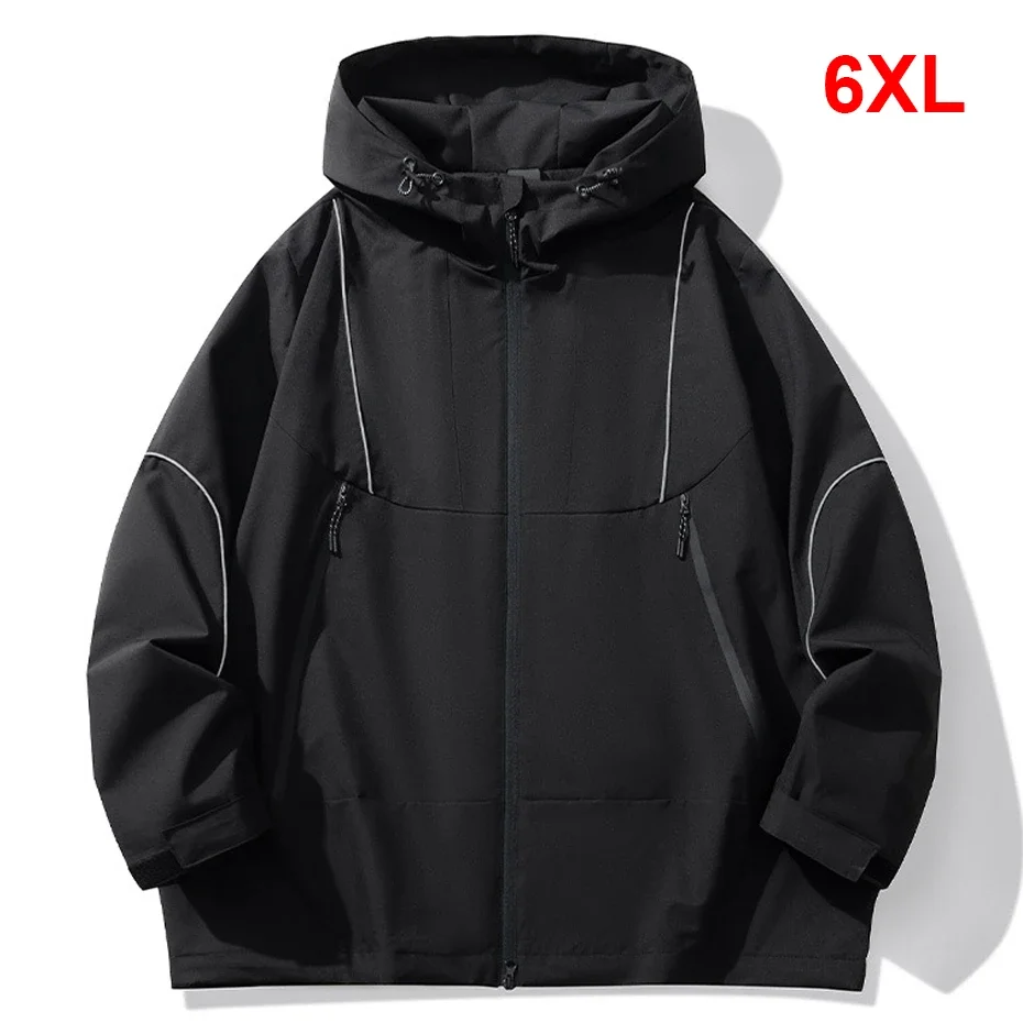 

DIANRUO6XL Plus Size Windbreaker Jacket Men Casual Fashion Camp Jackets Coat Autumn Hooded Outdoor Outerwear vêtement homme