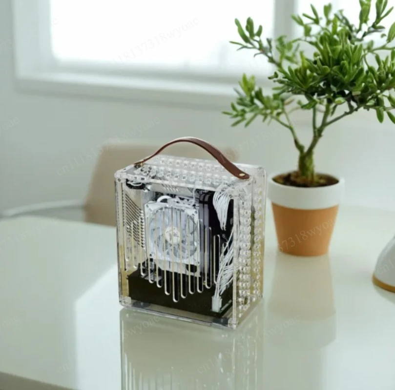 Mini Portable A4 Portable 1U Power Supply Mini ITX Single Display Fully Transparent Side Transparent Small Main Case
