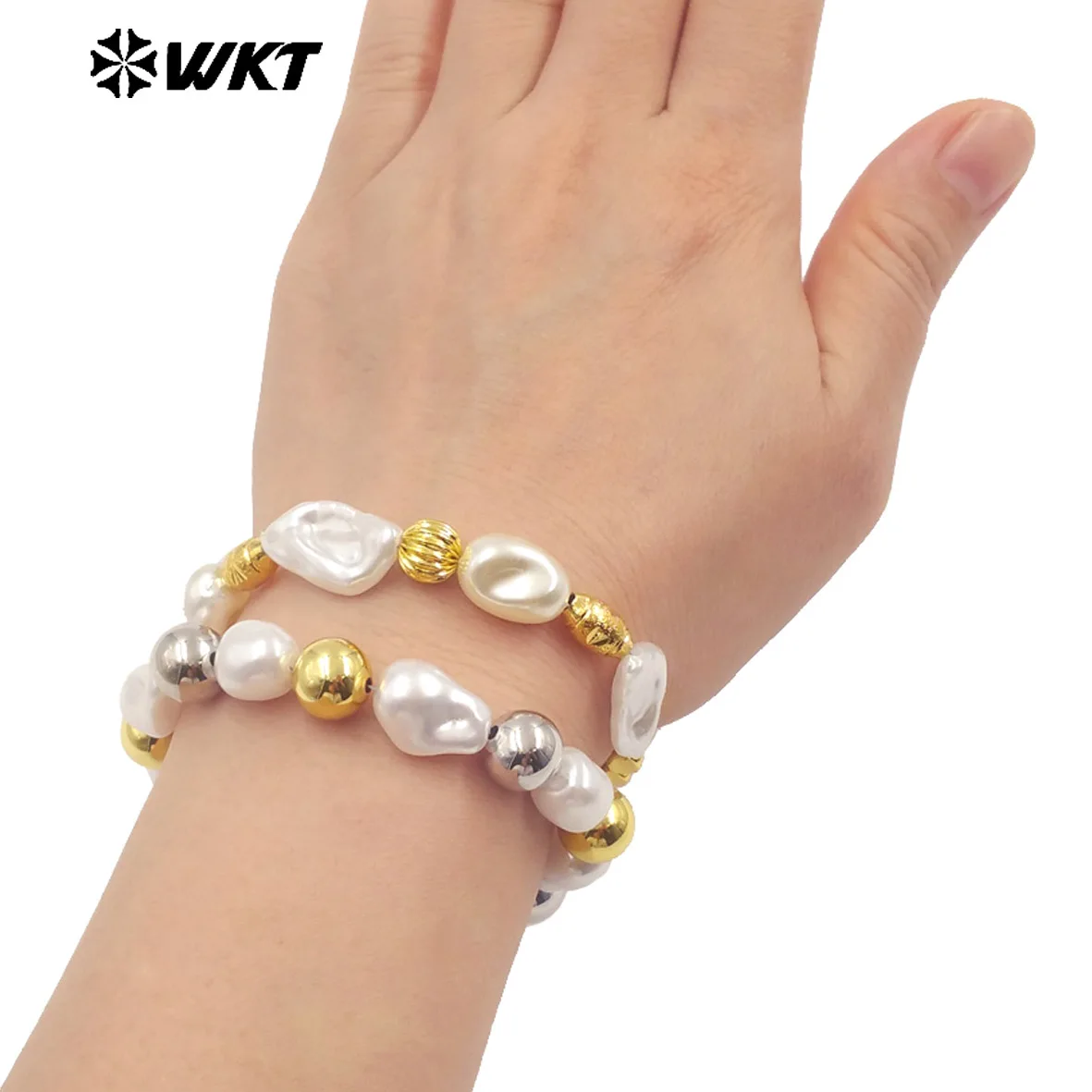 WT-MPB121 Amazing High-end Feel Artificial Pearl Bracelet With 18k  Gold Plated For Girls Birthday Gift Decorated