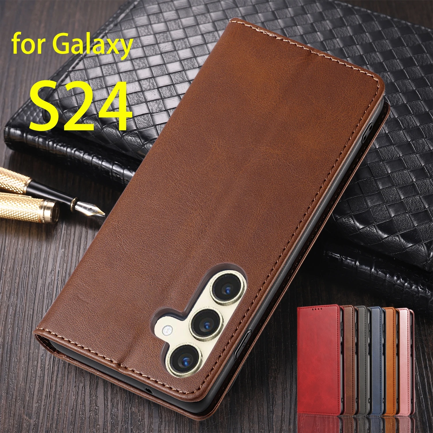 Leather Case for Samsung Galaxy S24 SM-S921B Card Holder Holster Magnetic Attraction Cover Wallet Flip Case Capa Fundas Coque