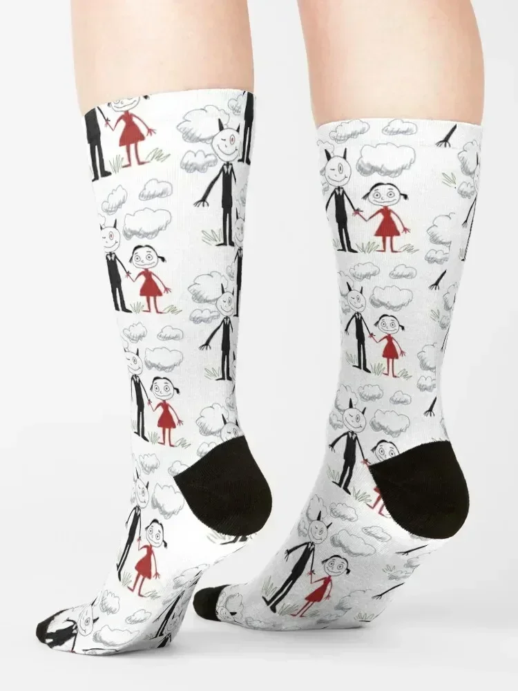 Lucifer Drawing by Trixie Netflix Series (sticker and more) Socks halloween colored Rugby Socks Women Men's