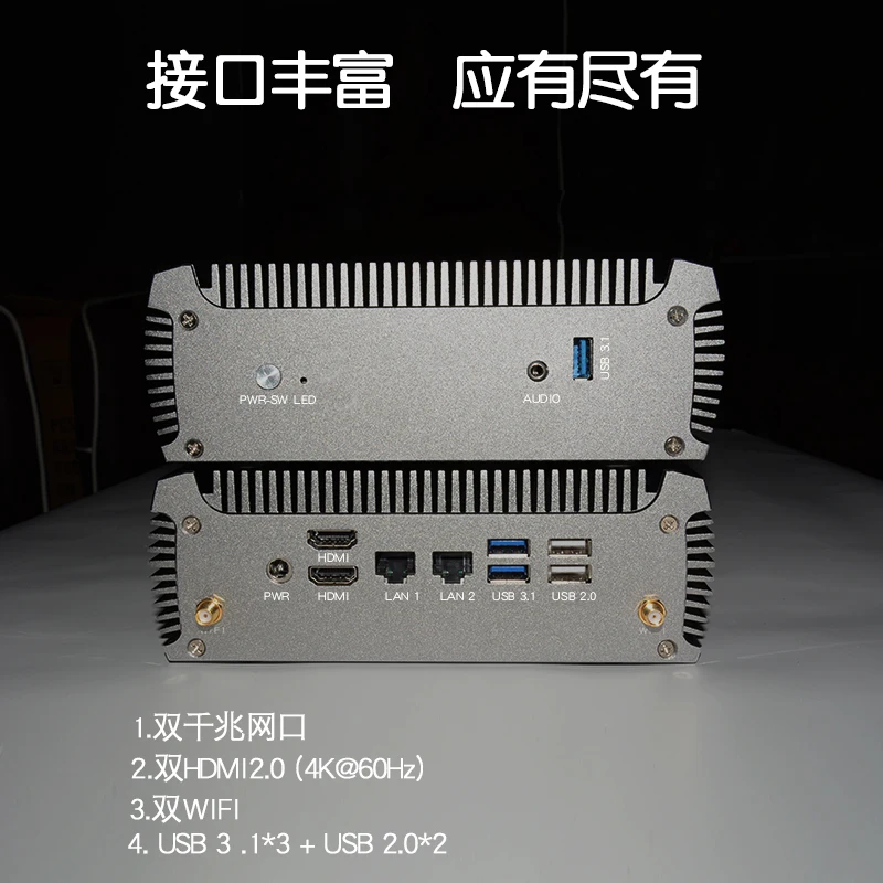 AMD Ryzen™  R5 4500U Dual Ethernet Industrial Control Game 4K Fanless Windows 11 Mini PC Host Support HDD Dual Output NUC