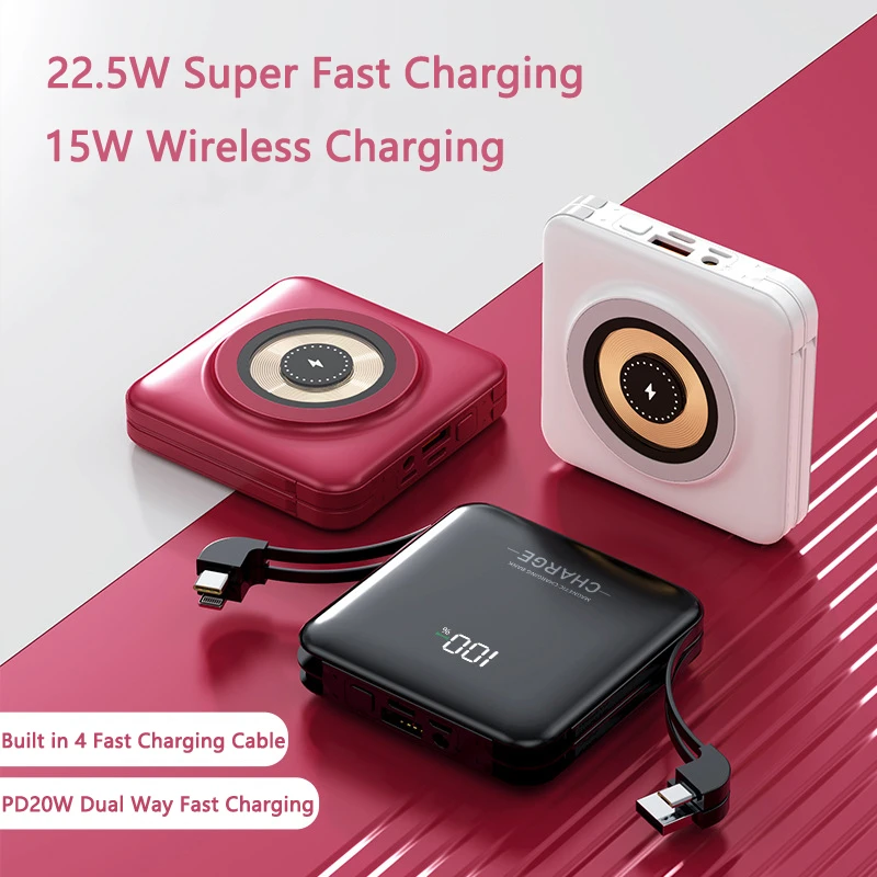 Mini Power Bank 15W Magnetic Wireless Charger USB C Port Portable Charger for iPhone 15 Samsung Xiaomi Powerbank Spare Battery