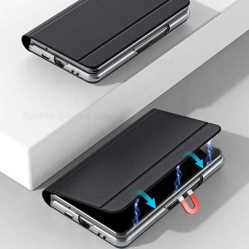 For Google Pixel Fold Magnetic Flip Kickstand Leather Phone Case For Pixel Fold G9FPL Book Stand Shockproof Cover For Pixel Fold