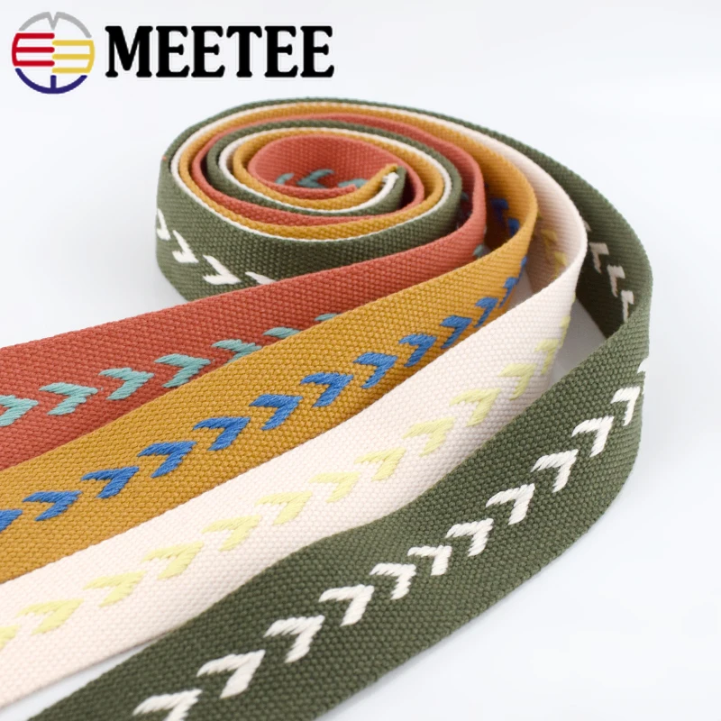 1/2/3/5Meters 38mm Jacquard Webbing Tape Polyester Cotton Ribbons For Bag Strap Belt Bias Binding DIY Garment Sewing Accessories