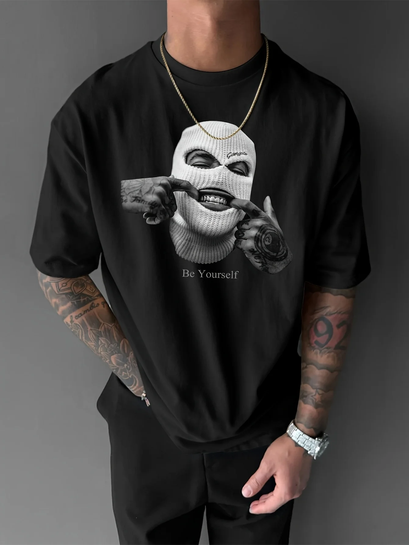 Men Trendy American-style Summer Street Letter Loose T-shirt 100% Pure Cotton Comfortable Soft Material Suitable for Daily Use