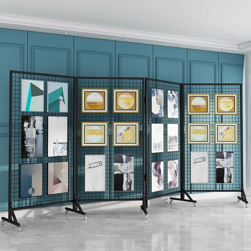 Folding mesh, floor-to-ceiling mobile outdoor exhibition display stand