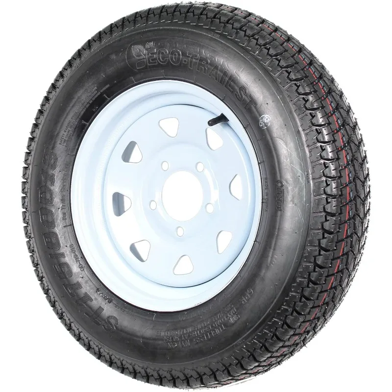 Ban Trailer 2-Pack Rims ST175/80D13 B78-13 Load Range C 5 Lug 13" Roda Jari-Jari Putih - Garansi 2 Tahun dengan Roadside Assistance Gratis