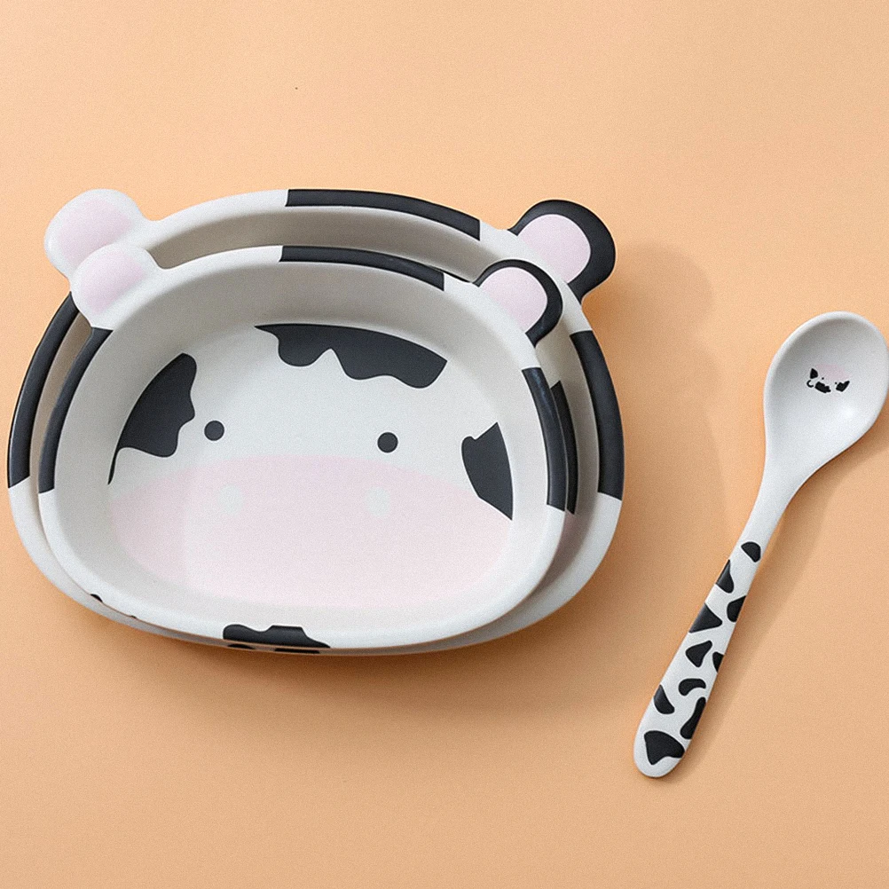 

Cow Shaped Food Bowl Bamboo Fiber Dessert Baby Bowl Lightweight Portable Easy Clean Storage Container Fruits Snacks Kitchen