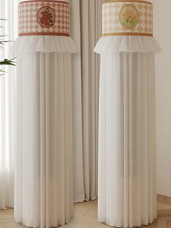 

Cylindrical Air Conditioner Cover Dustproof Sun Protection Lace Design Vertical Cabinet hine American Cr Sle