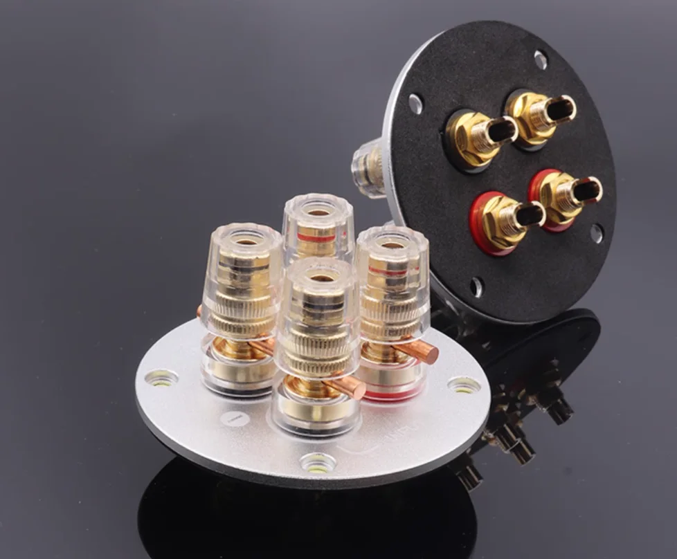 

1pair 4-position circular all copper terminal box, speaker wiring board DIY accessories free shipping