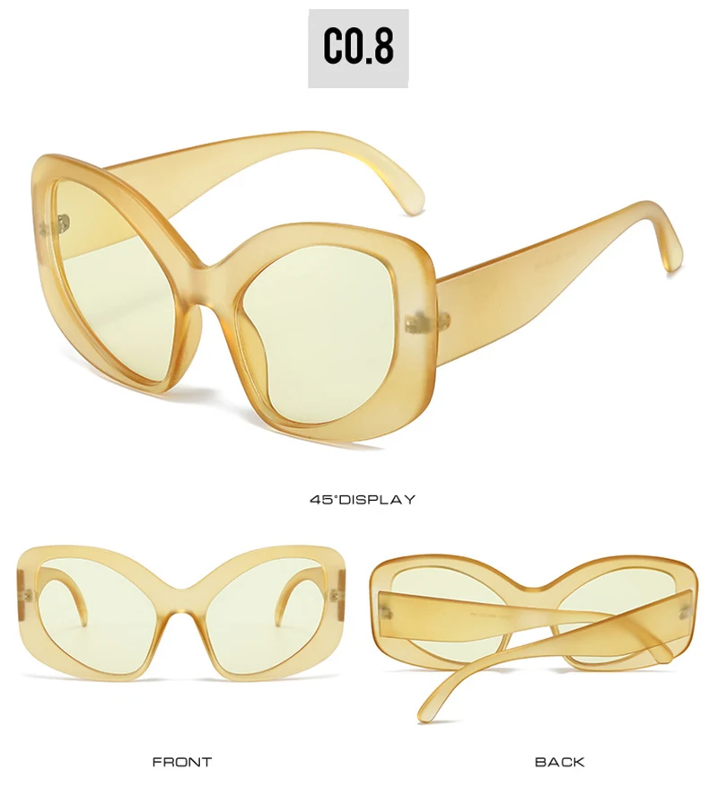 Shabuna Mode übergroße Cat Eye Frauen Sonnenbrille Sonnenbrillen UV400 Retro Männer matte Bonbon Farbe Sonnenbrille – Detail 14