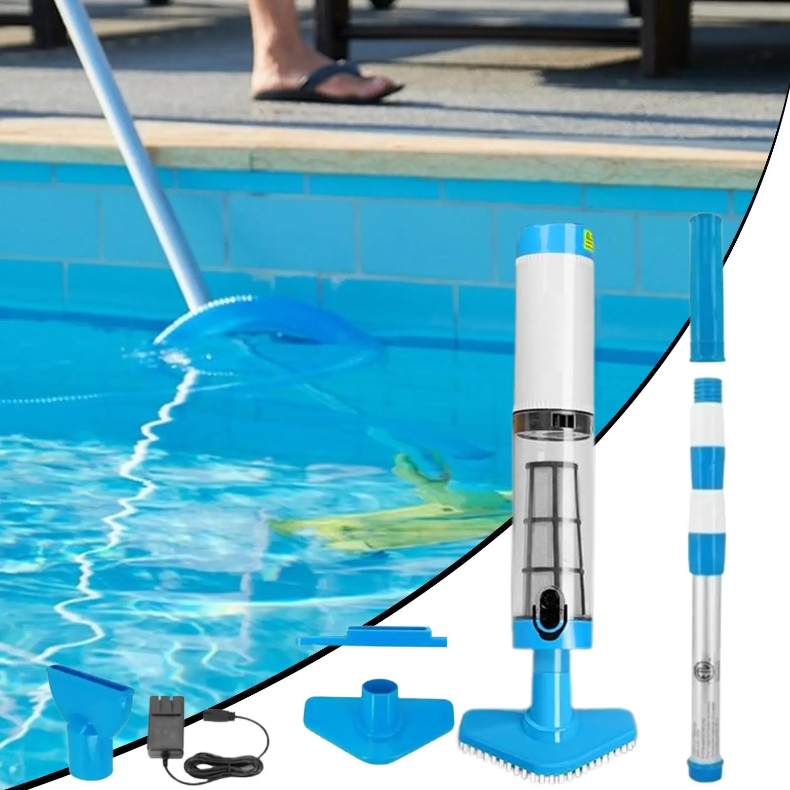 

Pool Cleaning Kit Powerful Motor Rechargeable Handheld Cordless Skimmer For Pool Filter Swimming Pool Cleaner Set Products Tool