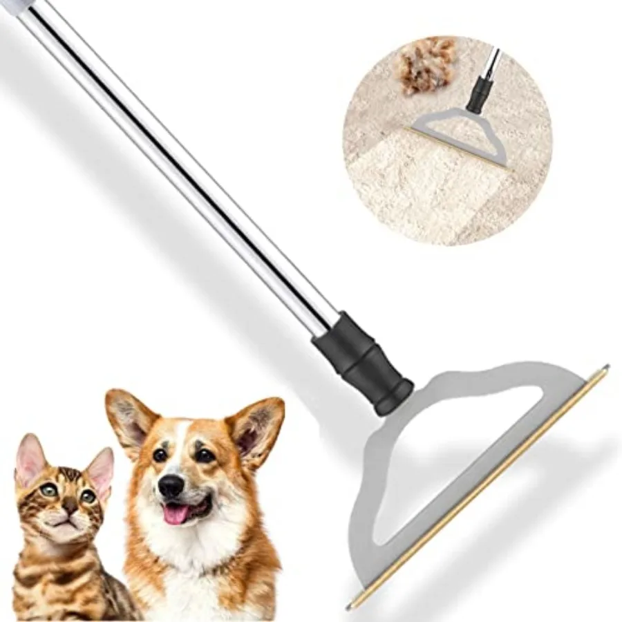

Pet Hair Remover for Carpets, Adjustable Long Handle Carpet Rake for Dog Cat Hair Removal, Powerful Carpet Hair Removal Broom,
