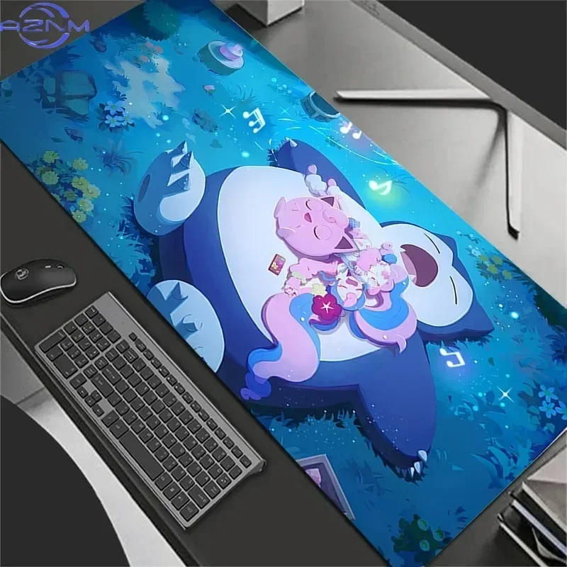 Pokemon Snorlax Large Table Carpet Gaming Mouse Pad, Non-slip Rubber Desk Mat Waterproof Computer Keyboard Gamer Desktop Decor