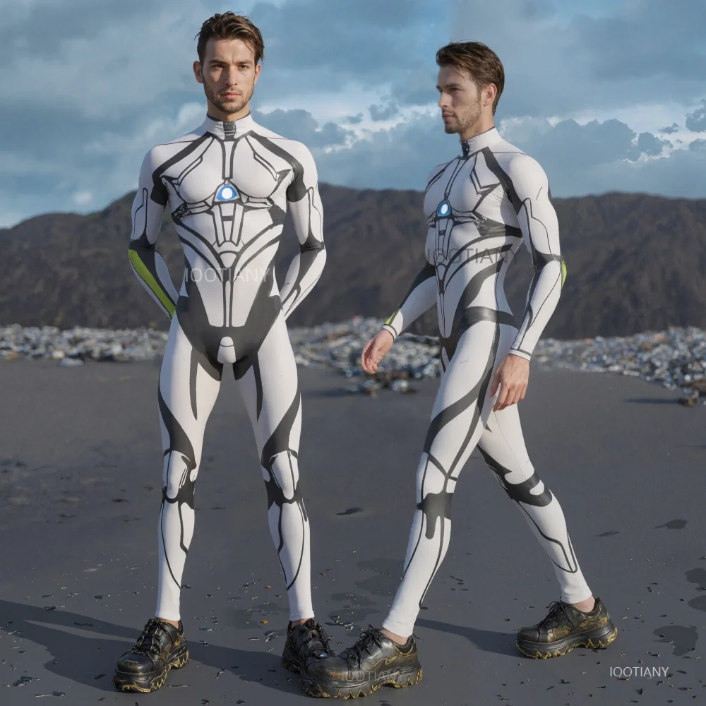 

New Men's Sexy Sci-fi Stretch Bodysuit Zentai Suit Halloween Carnival Party Robot Stage Performance Cyberpunk Cosplay Costume