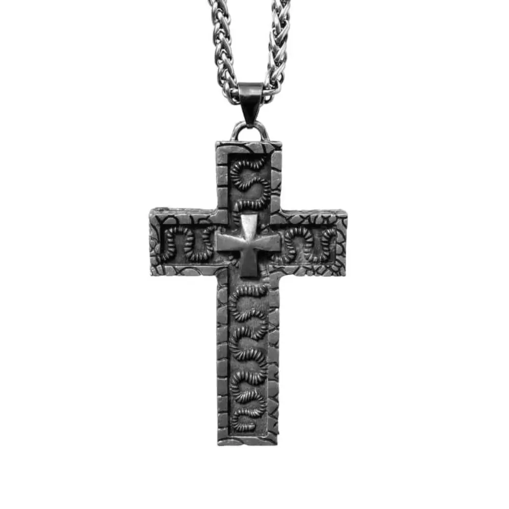New Design with Secret Compartment Cross Pendant 3D Printed Openable Chain Pendant Vintage Stainless Steel Charm Jewelry