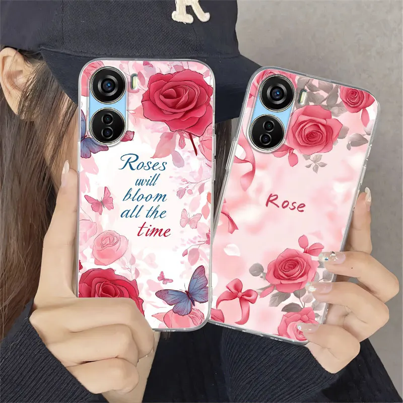 For ZTE Libero 5G IV Case Luxury Clear Shockproof Cover Silicone Soft Phone Case for ZTE Libero 5G iii Marble Flower Clear Funda