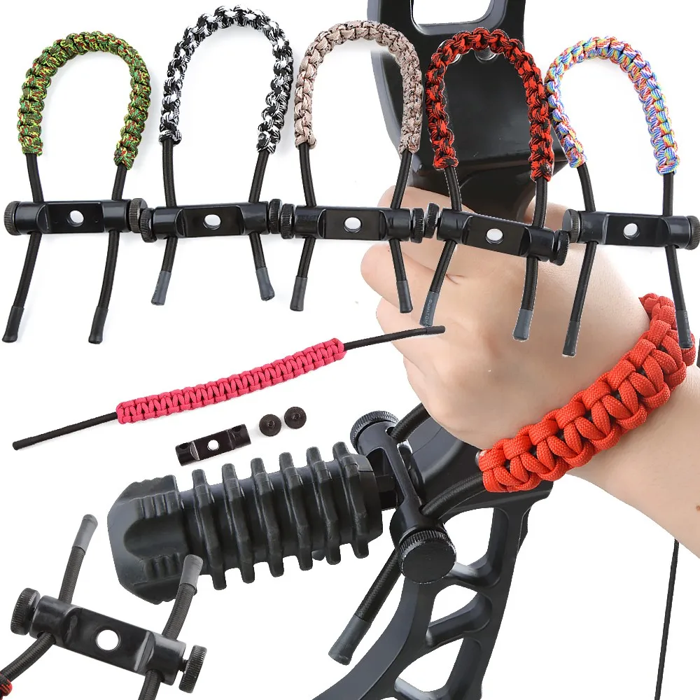 

1pc Nylon Woven Bow Wrist Sling Wrist Strap Multi-Functional Wrist Strap Metal Mounting Screws Archery Compound Bow Shooting Acc