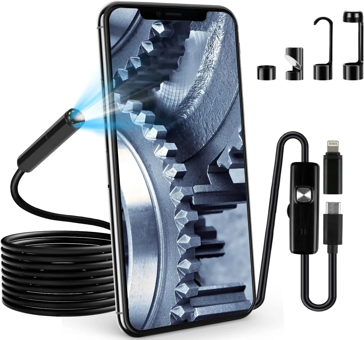 

16.5Ft Endoscope Camera with Light - 7.9mm 1920P HD Inspection Camera with 8 Adjustable LED Lights, IP67 Waterproof Snake Camera