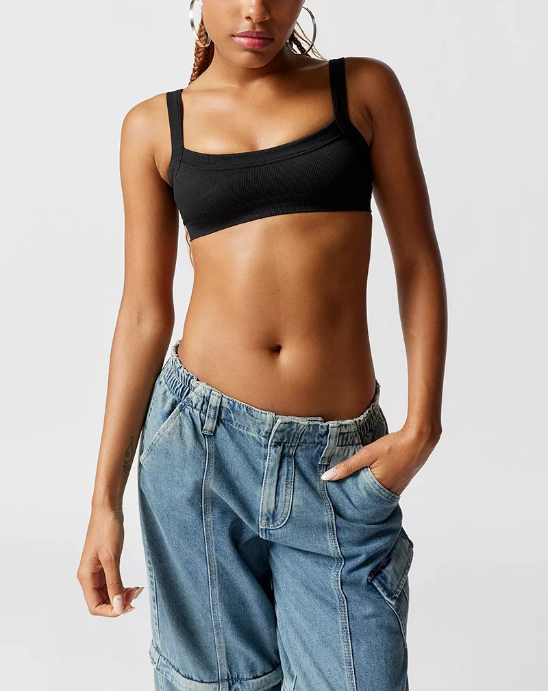 Gestrickte Baumwolle Frauen Rohr Top Stretchy Rippen Ärmellose Streetwear Schlank Weiß Crop Tops Sexy Sommer Tops Cami Femme – Detail 35