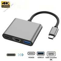3 in 1 Usb-C Usb Hub Male To Female Usb 3.0 Charging Adapter for Macbook AirHdmi-Compatible 4k Usb 3.1 Type-C To12 Converter