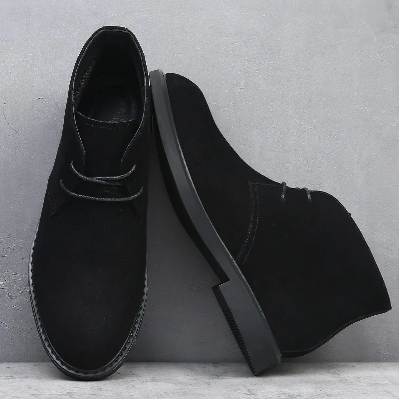 Large Men Chelsea Boots Suede Pointed Simple Stylish Breathable Suitable for Young People's Business Short Boots Couple Style