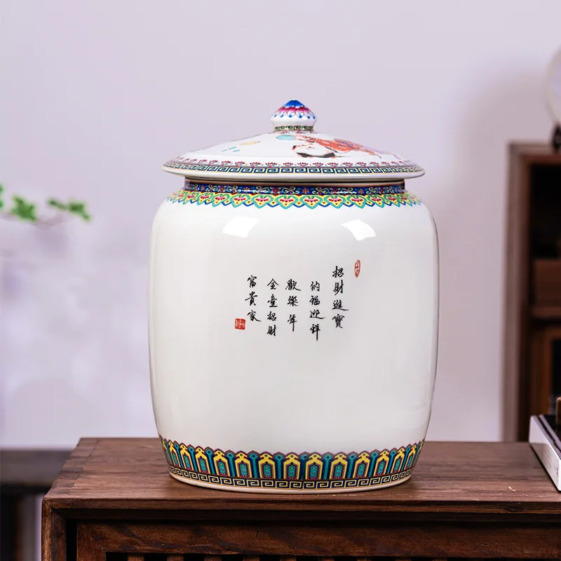 

Rice noodles in a jar, grain storage bucket type, insect proof, moisture proof, ceramic, household, sealed.