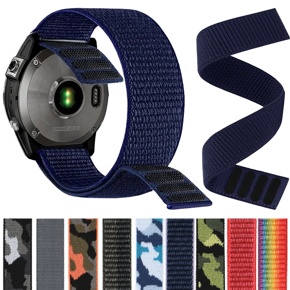 Hakenschlaufe 22 mm 26 mm Nylonarmband für Garmin Fenix 8 7 7X 6X Pro/Epix Pro Gen 2 47 mm 51 mm/Enduro/TACTIX/Forerunner 965 Uhrenarmband