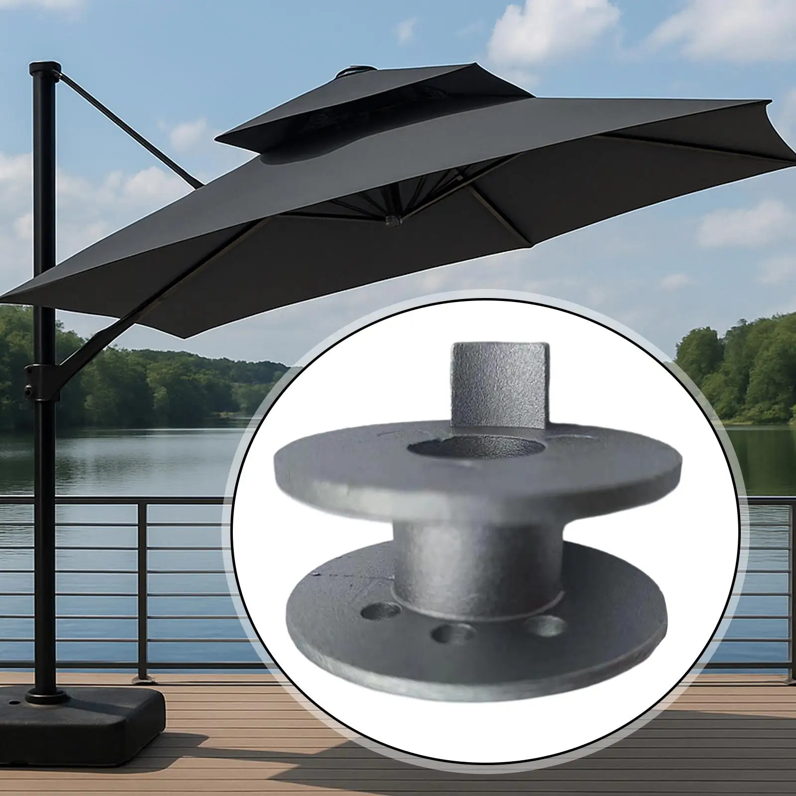 Patio Umbrella Rope Wheel Metal Parts Easy to Install Replacement Parts Attachment for Beach Deck Outdoor Balcony Courtyard
